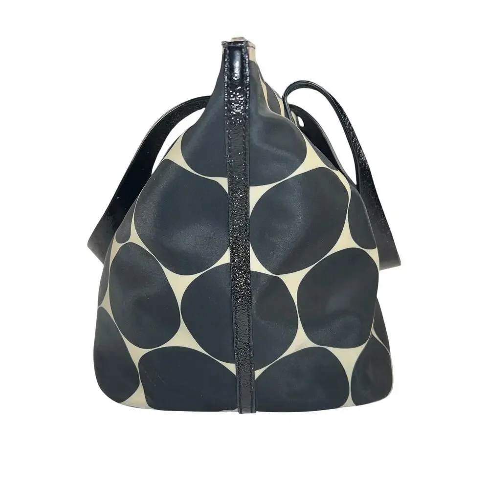 Kate Spade Deborah Dot Nylon Tote Satchel Handbag Black Cream Polka Dot